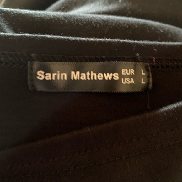 SARIN MATHEWS BLACK OFF THE SHOULDER HI LOW SKATER DRESS SIZE LARGE - Picture 5 of 6